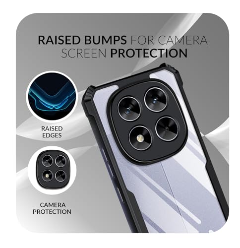 Image of Back Cover Case + Screen Protector for Redmi Note 14 Pro 5G | Transparent & Black Mobile Phone Back Case Cover for Redmi Note 14Pro | Camera Protection | Redmi Note 14 Pro 5G PC Black Case