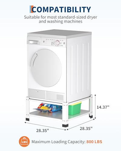 Washer Dryer Laundry Pedestals Base with Storage Shelf,Washer and Dryer Stand Universal Platform,28.3" Lx28.3" Wx14" H,660lbs Capacity, Heavy Duty Steel Multi-Functional Base for Washing Machine