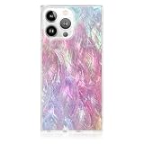 Flaunt Official Square Protective Case - Compatible with iPhone 15 Pro Max - Wireless Charging - Stylish Drop Tested Shockproof Phone Case - (Pink Mother of Pearl)