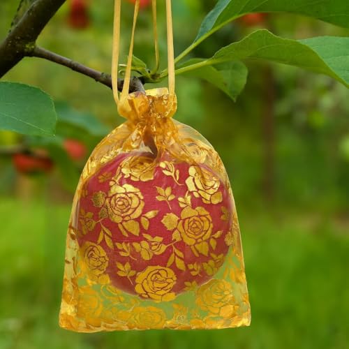 Image of XCLUSY 50PCS (13X18CM)(5x7 inchINCH) Potli Bags for Gifting - Multipurpose Wedding Return Gift Bags | Party Favour, Birthday, Anniversary, Festive Packing Pouches | Organza, Cloth, Brocade, Fancy Luxury Goodie Bags (GOLDEN, 1 Count(Pack of 50))