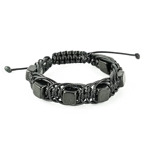 Karelian Heritage Genuine Shungite Shambhala Macrame and Arachne Bracelet | Shungite Stone Jewelry for Men Women | Natural Black Stone Macrame Hand-Made Crystal Jewelry