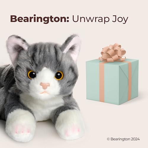 Image of Bearington Lil' Socks Cat Stuffed Animal - 8 inch Realistic Cat Plush Toy - Soft Gray Striped Plush Cats with Lifelike Details for Kids, Toddlers, and Kitten Lovers - Adorable Gift for Kids