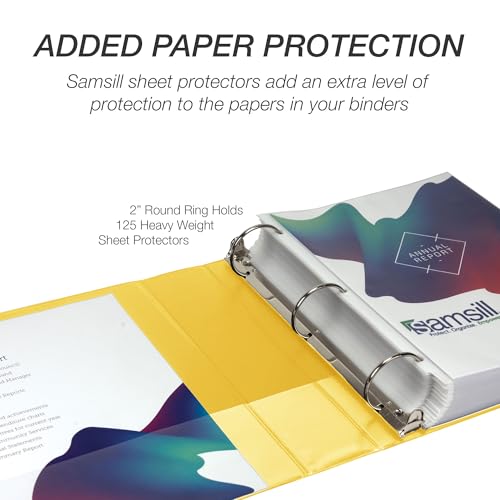 Classeur 3 anneaux jaune Samsill 5,1 cm avec couverture transparente personnalisable