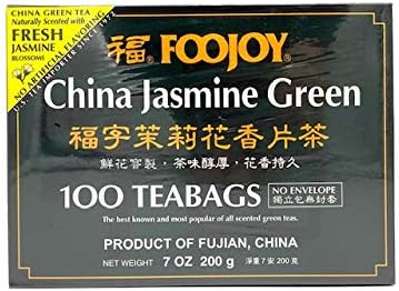 Foojoy China Jasmine Green Tea- 100 Tea Bags 7oz/200g (Pack of 1)