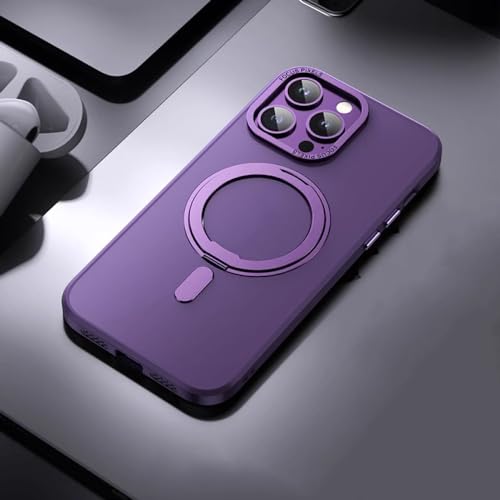 Coque iPhone 12 avec support en métal rotatif à induction et finition mate violette ENILSA