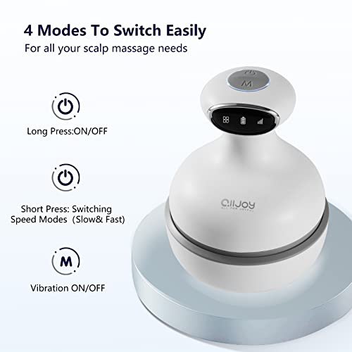 Alljoy Electric Scalp Massager, Cordless Electric Head Massager With Led Screen 4 Replacement Massager Heads Portable Head Scratcher For Stress Relax, Hair Growth And Deep Clean, Dog Cat Massager #TOP3