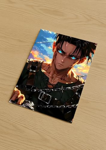 Image of NIJUKA Anime Printed A4 Size Metal sheet Poster For Home And Room Decoration | For Anime Art Fans Boys And Girls (Levi Captain)