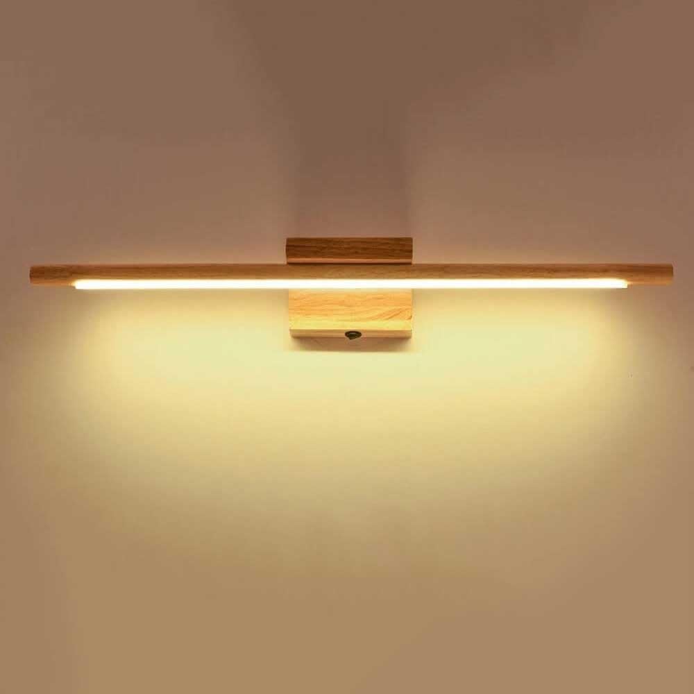 Lampada da Specchio Bagno Vintage Lampada da parete a LED in legno for il bagno, lampada da specchio for il trucco lineare, lampada da parete for il bagno con interruttore, luci for armadietti a specc