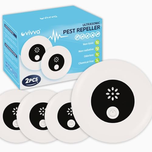 Vivva 4PCS Ultrasonic Pest Repeller, Mouse Repellent, Rodent Mice Repellent Plug-ins, Deterrent, Mosquito Indoors, Defense for Insect,Spider,Ant,Cockroach