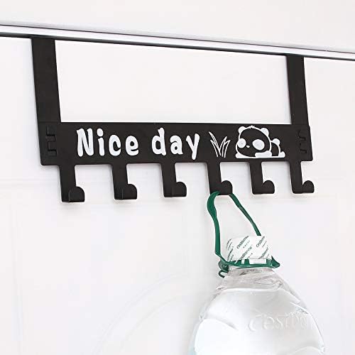 Over Door Hanger, 6 Over Door Hooks, Over Door Coat Hooks, Door Hangers for Bedrooms, Clothes, Towels, Purses, Bags, Jackets, Made of Carbon Steel (Black)