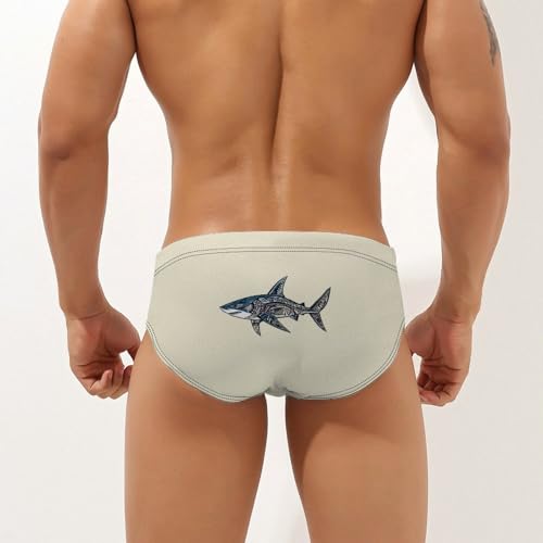 Pattern Shark Printed Swim Briefs for Men Sexy Bikini Swimwear Elastic Beach Trunks Bathing Suit3