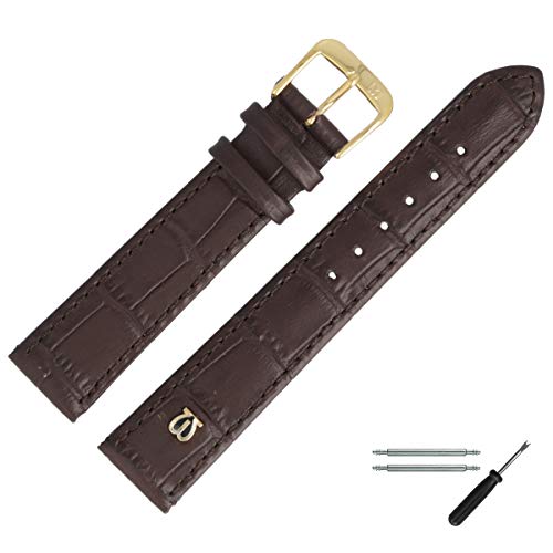 Uhrenarmband 16mm Leder Braun Alligator - Werkzeug Montage Set 5281631000220