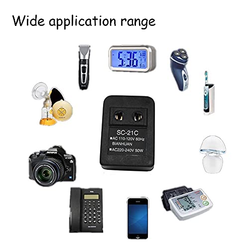 Acxico 1Pcs 110V to 220V Power Converter Adapter Voltage Transformer Adapter 50W PC Material SC-21C4