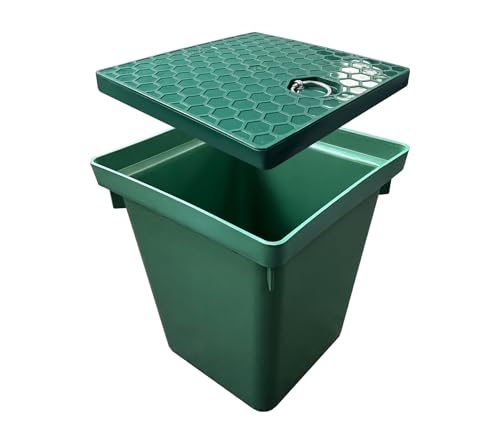 Natotela 12.5x12.5x14.3in Underground Splice Boxes W/Solid Inspection Cover Deep Enclosure Plastic Precast Pull Distribution Pit Access Electrical Junction Boxes Drillable Tapered Wiring Cable Box