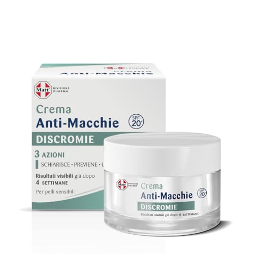 Matt, Crema Anti-macchie, Ideale per Ridurre le Discromie Cutanee Causate da Invecchiamento Cutaneo o Radiazioni Solari, Idrata e Protegge la Pelle dai Raggi UVA con SPF 20, 50 ml