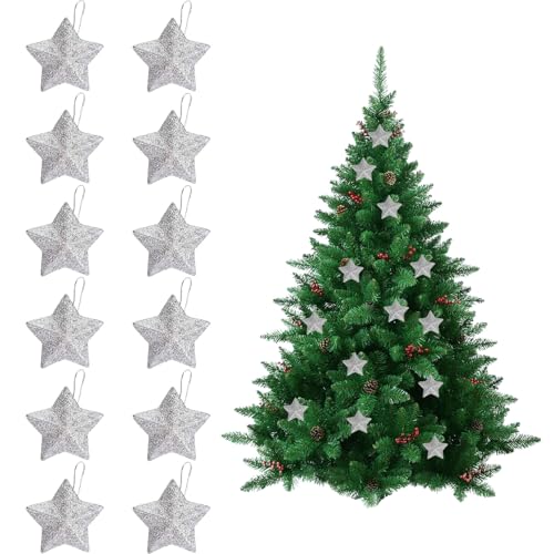 12 Stück Weihnachtsbaum Deko,Christbaumschmuck Silber...
