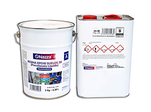 Porcelanato líquido 3D transparente, Resina epoxi para suelos con vinilos, Recubrimiento epoxy 3d autonivelante, de alta dureza y bajo olor, 7,5 kg. (A+B)