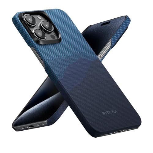 Pitaka StarPeak MagEZ Case 4 - Over The Horizon: Slim & Light iPhone 15 Pro Max Case MagSafe, 6.7-inch with Case-Less Touch Feeling, 1500D Aramid Fiber Made