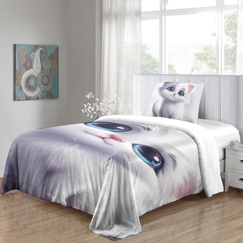 Housse de couette chat 3D single pour décorer la chambre ado