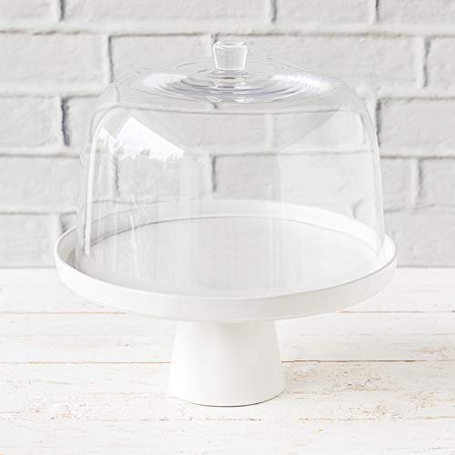 Présentoir à gâteau "Puro" Medium blanc mat avec cloche en verre, Ø 27 cm Cover