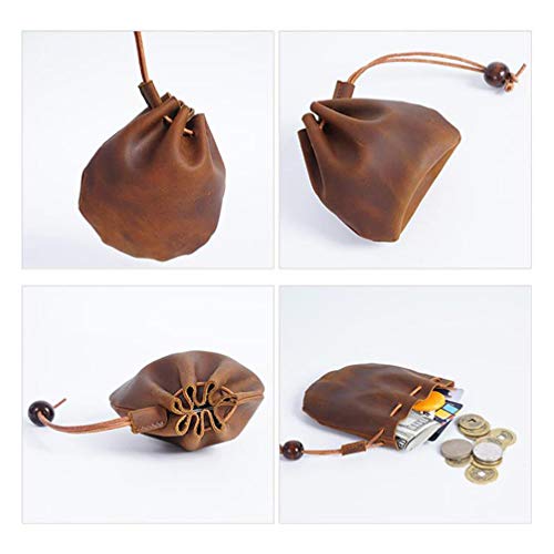 Toyvian Billeteras De Hombres Cuero Original Leather Drawstring Pouch, Coin Purse, Medieval Style Leather Coin Bag Change Holder for Men Woman ( ) Renaissance Bag2