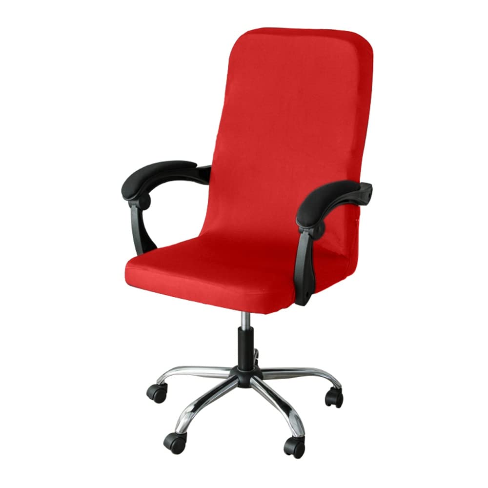 Lukery Stretch Office Chair Cover High Back Computer Chair Covers Soft Plain Spandex Rotating Chair Slipcover Removable Washable Universal Office Desk Boss Chairs Protectors (Red,M)