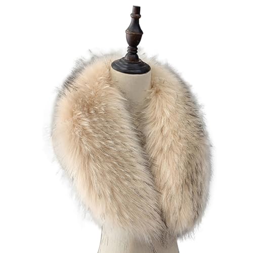 Surakey Fellkragen für Kapuze, Mode Wärm Kunstpelz Pelzschal Kunstfell Fellkragen Kapuzen Winter Fellimitat Fuchs Schal mit Knöpfe für Wintermantel Jacke Parka 60cm
