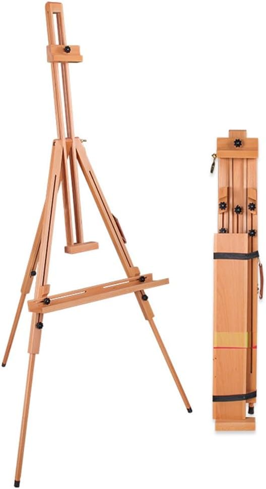 HBJWOV Wooden Foldable Portable Three-Legged Sketch Easel Solid Wood Sketch Oil Painting Easel(M)