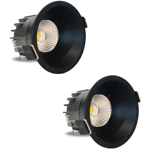 Image of D'Mak 12W Black Body LED Deep COB Light | Recessed LED Ceiling Light for Indoor Lighting (Warm White, Pack of 2)