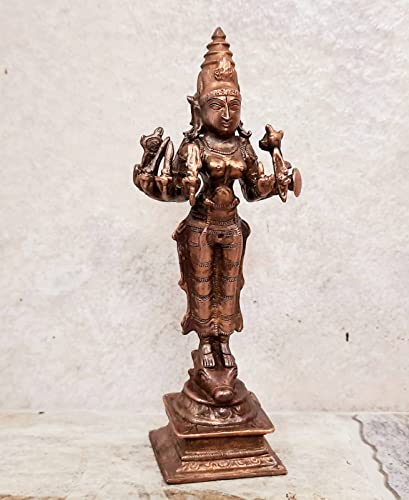 Image of Copper Goddess Vishnu Durgai Idol 5.7 in | 330g