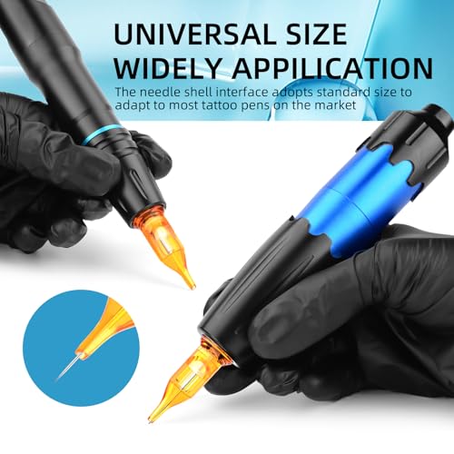 Tattoo Cartridge Needles, ATOMUS 10pcs 1RL 3RL 5RL 7RL 9RL Round Liner Disposable Tattoo Needle (Yellow 1RL 10pcs)