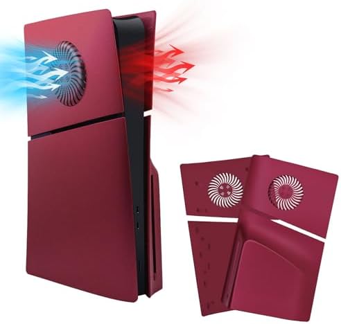 （18:00時点） Mcbazel 新型 PS5 Slim交換用フェイスプレート 冷却口付き 放熱対策 傷防止 保護ケースカバーPS5 Slimディスク版のみ対応 PS5 Pro非対応-レッド