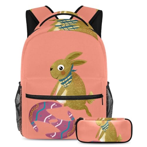 Cartable enfant grande capacité 2 pièces multicolore avec trousse pour rentrée scolaire des ados