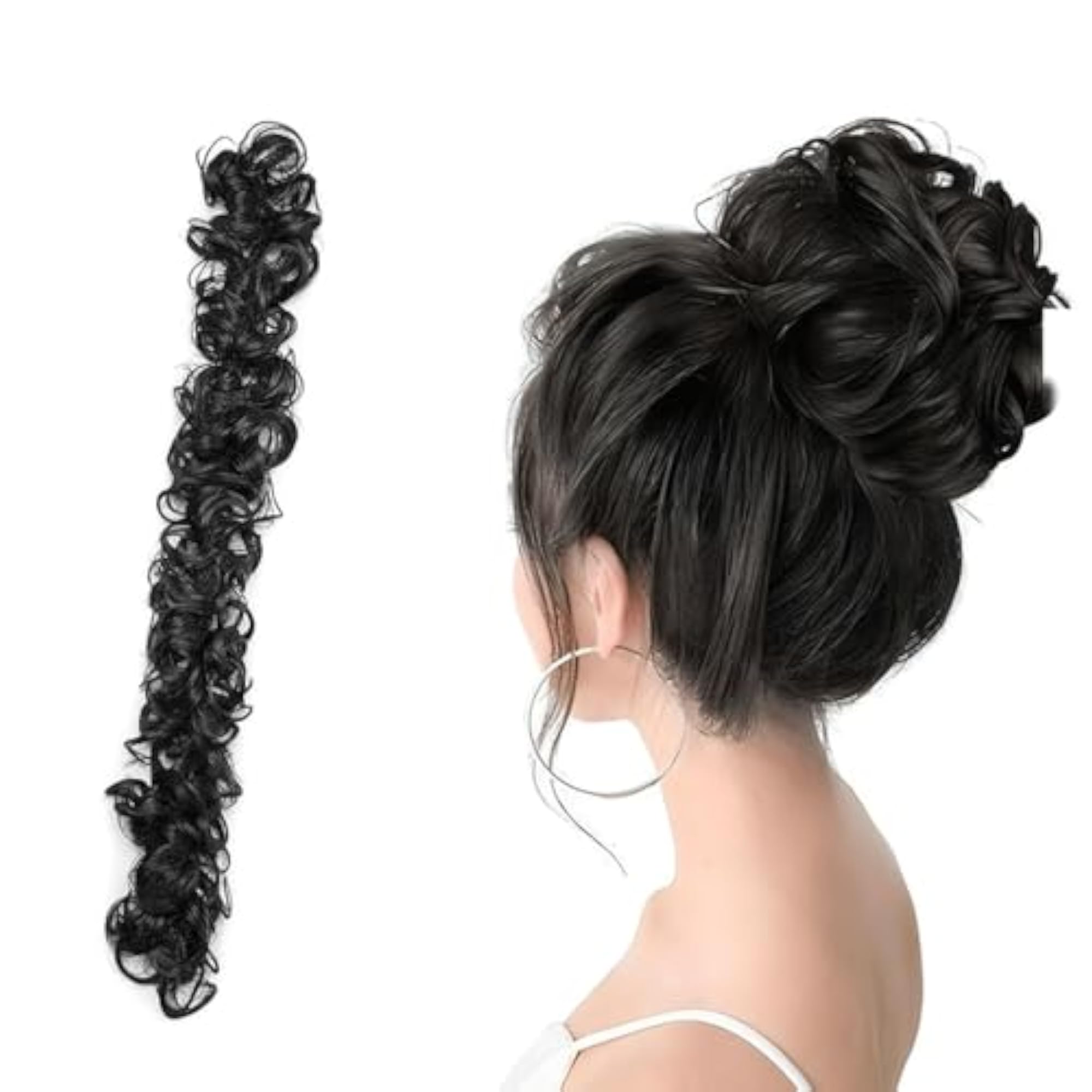 Messy Frill Hair Extensions for Ponytail and Bun, Black