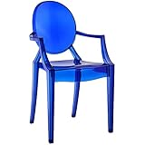 Modway EEI-121-BLU Casper Modern Acrylic Stacking Kitchen and Dining Room Arm Chair in Blue - Fully...