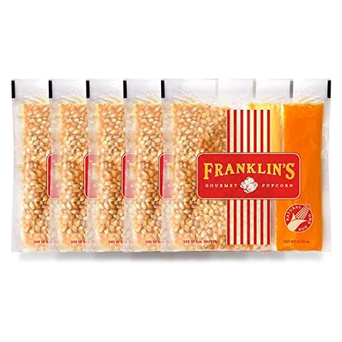 Franklin’s Gourmet Popcorn All-In-One Popcorn Packs for Popcorn Machine - 8oz Pack of 10 - Made in USA - Packs of Popcorn Bags with Buttery Salt & Oil Cover