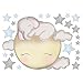 DQGZYF Baby Elephant Moon Stars Selbstklebende Wandaufkleber PVC Kinderzimmer Kindergarten Dekorative Tieraufkleber 47 * 34cm