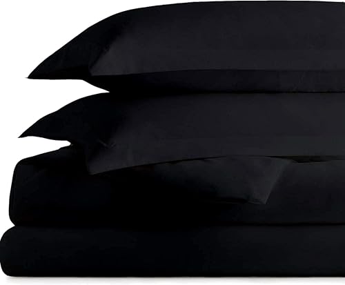 snowhomes Juego de funda de edredón de 3 piezas de 800 hilos color negro tamaño individualindividual XL 68 x 90 funda de edredón 100 algodón con 2