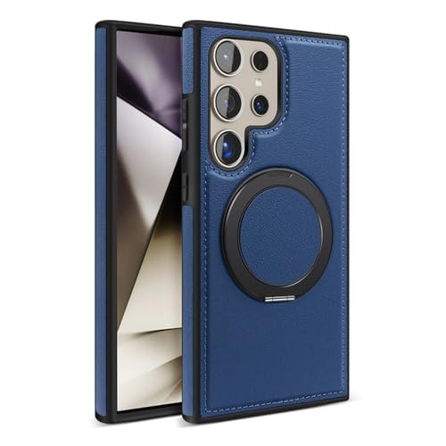 Coque Samsung S22 Plus de luxe en cuir complet bleu foncé