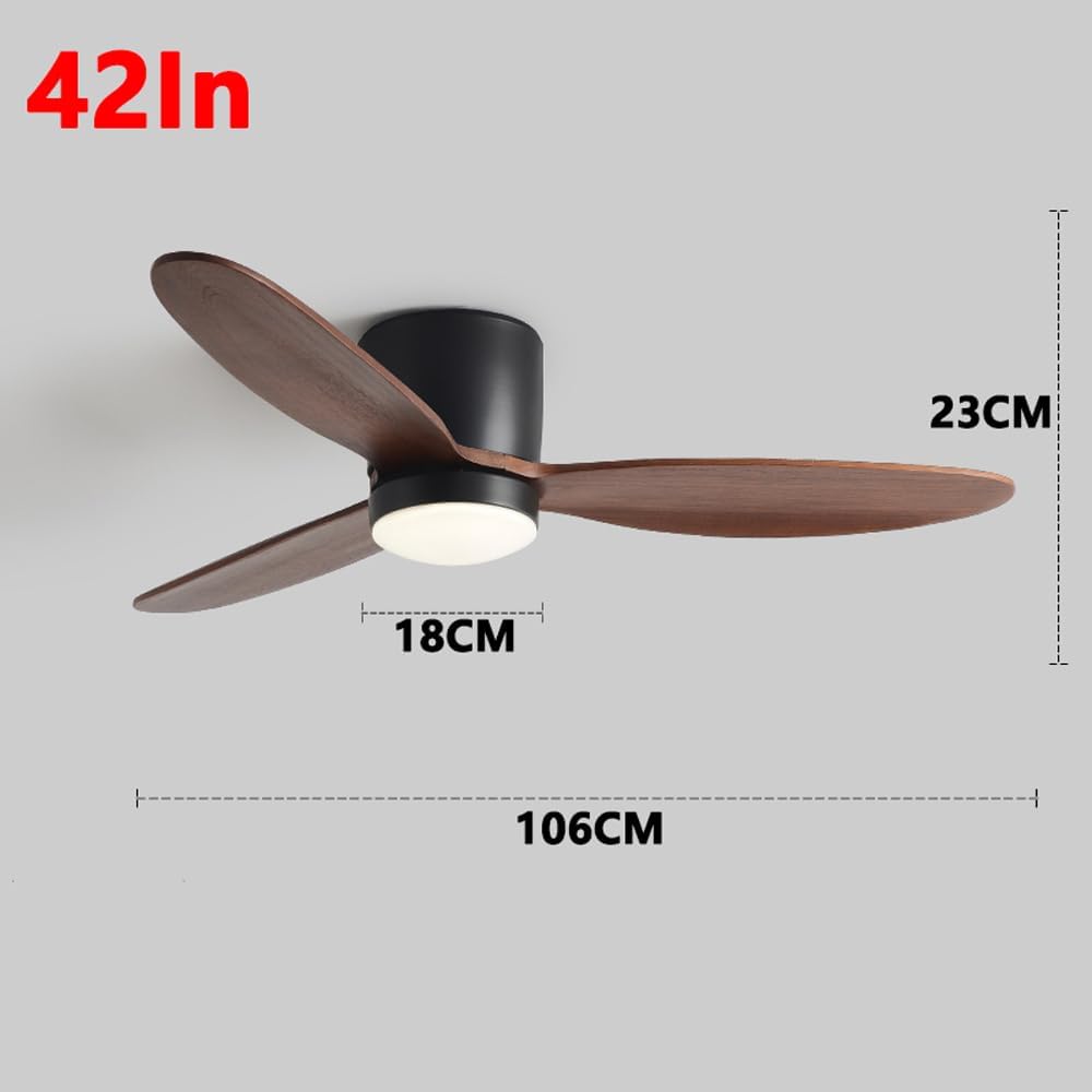 Ceiling Fans With Lights Modern Dimmable LED Ceiling Fans With 3 ABS Blades Patio Ceiling Fans Lights Mute 6 Speeds Reversible Ceiling Fan For Bedroom Indoor/Outdoor Ceiling Fans Lighting Fixtures