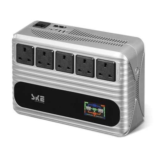 SKE UPS 850VA/480W UPS Power Supply UK Battery Backup & Surge Protector for Router Computer...