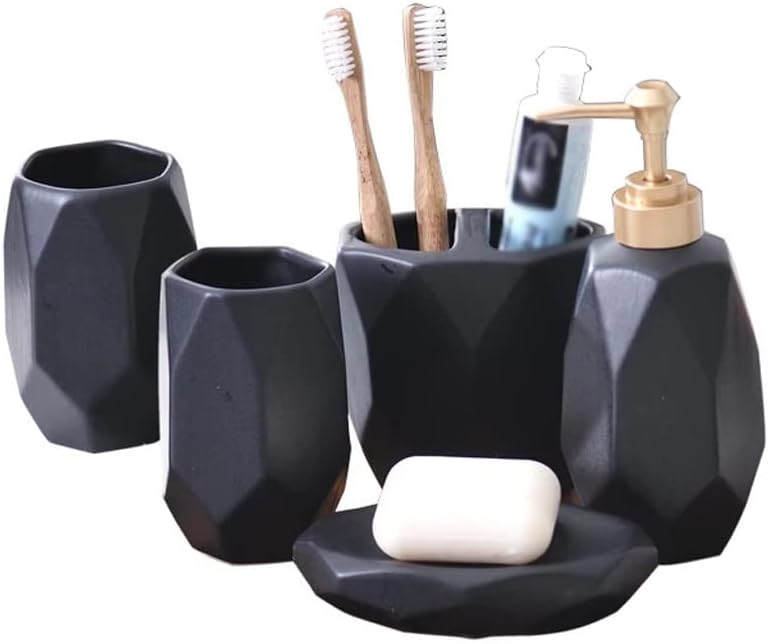 Ceramic Diamond Pattern Bathroom Wash Five Piece Set Creative Electric Toothbrush Holder Supplies