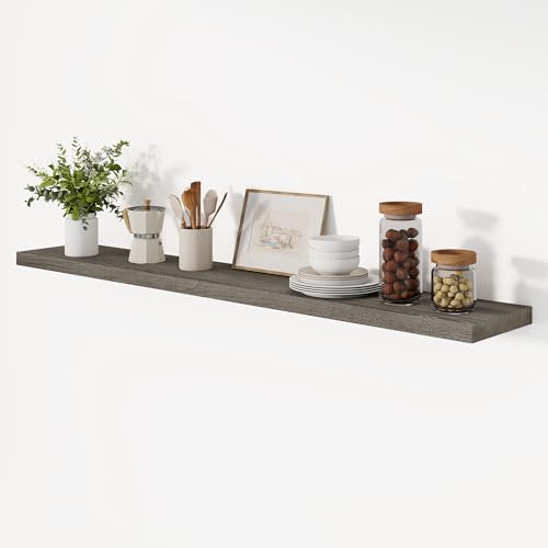 Image of Vivelove Elm Wood Floating Shelf 55x8 inch Set of 1, Grey