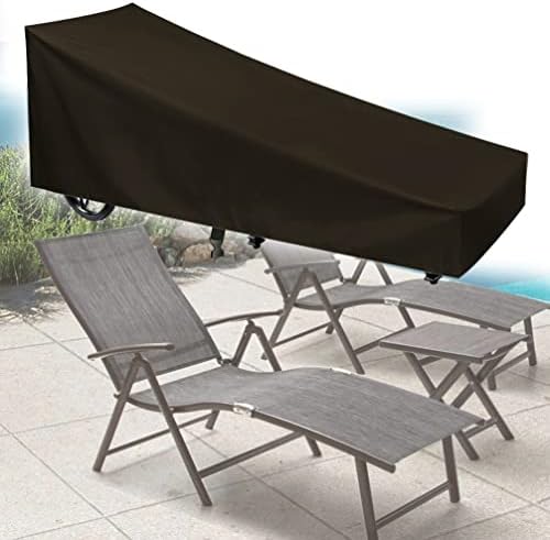 Waterproof Patio Lounge Chair Cover Heavy Duty Outdoor Chaise Lounge Covers Patio Garden Furniture Chair Cover Wind-resistant with Click-Close Straps (82"L x 30"W x 31"H--1 Pack, Black)