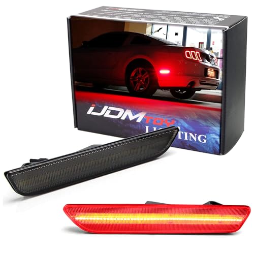 iJDMTOY Smoked Lens Red Full LED Rear Side Marker Light Kit Compatible With Ford 2010-14 Mustang, Powered by 45-SMD LED, Replace OEM Back Sidemarker Lamps
