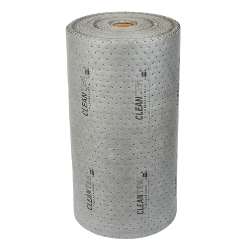 Image of Restaurantware Absorbent Pad 1 Pack of 150' x 29.9 inch Perforated Oil Absorbent Mat Roll Medium Weight Non-Flammable Gray Spill Mat for Water, Chemical Spills, Garages, Marine, Automotive, Basements