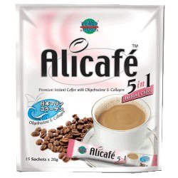 Alicafe Premium Instant 5 in 1 Coffee Drink with Oligofructose & Collagen 300g. (20g.x15 Sachets) - Pack of 3