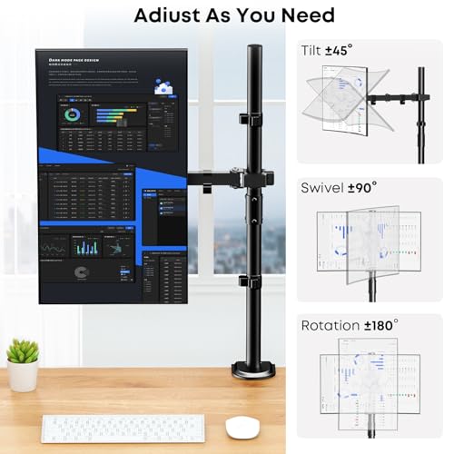 PUTORSEN 80cm Hoch Monitor Halterung 1 Monitor, für 13-35 Zoll Bildschirm, Voll einstellbar bildschirmhalterung, Monitor Arm, 9kg pro Arm, VESA 75x75/100x100mm
