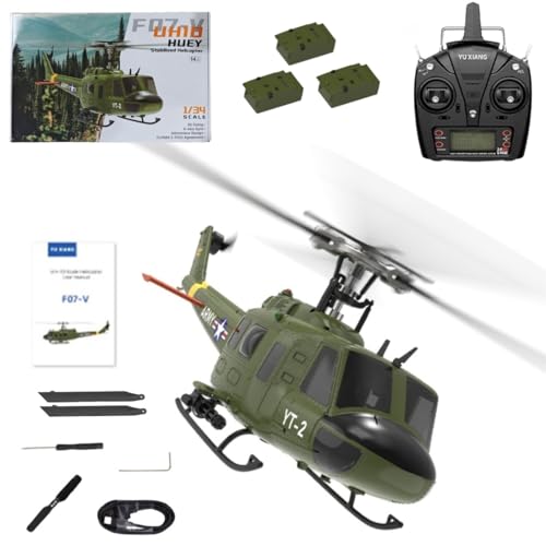 Hélicoptère RC pour adulte UH-1 Huey 1/34 Yu Xiang F07-V 6CH Flybarless avec feux LED