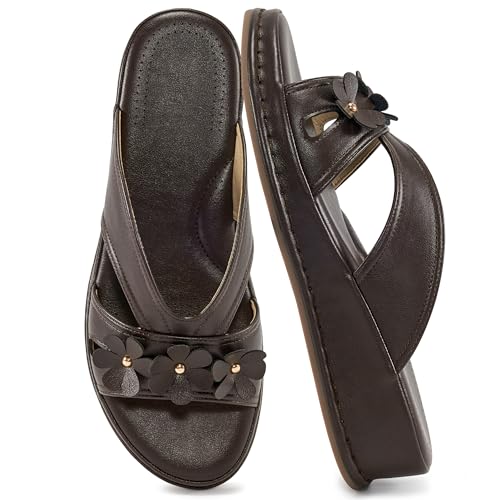 Ecetana Sandals for Women 2025 Wedge Slides Dressy Summer Comfortable Memory Foam Slip on Casual Platform Shoes